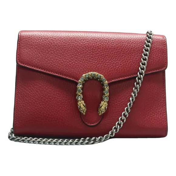 GUCCI Dionysus Chain Wallet Red Leather Shoulder Bag 801-021025 - Picture 1 of 12